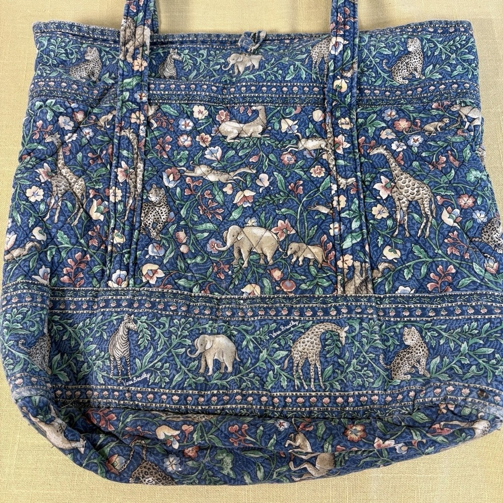 Vtg Vera Bradley Animal Kingdom Safari Quilted Purse Shoulder Bag Retired Toggle